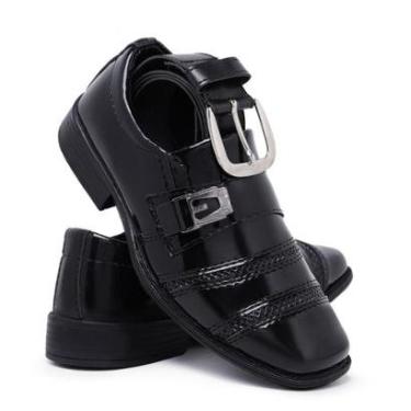 Imagem de Sapato Social Infantil Masculino Kit C Cinto Casamento Festa-Masculino
