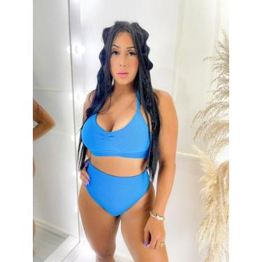 Imagem de Biquini hot paint canelado moda tendencia verão - M&K, Azul, Unico 36 