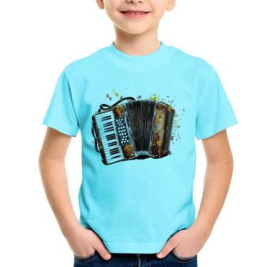 Imagem de Camiseta Infantil Acordeon Sanfona - Foca na Moda, Azul claro, 12