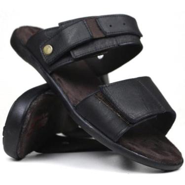 Imagem de Sandalia Aberta Masculino Casual Couro Confort - C10, Preto, 39