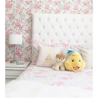 Imagem de Papel de parede romântico rosa e fundo em verde - PAPEL E PAREDE ADESI