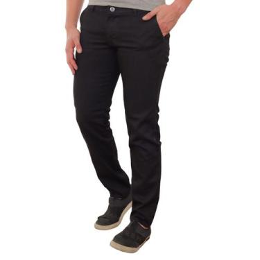 Imagem de Calça Masculina Preta Sarja Premium Modelo Skinny Casual - Estilo Reno