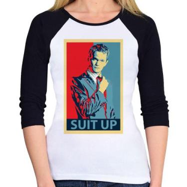 Imagem de Baby Look Raglan Suit Up Barney Stinson Manga 3/4 - Foca na Moda, Bran