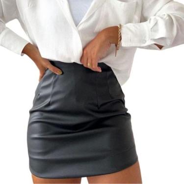Imagem de Saia Couro Plus Size Curta Frio Tamanho Grande Festa GG XG - Mel - OUT