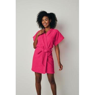 Imagem de Roupão Felpudo Adulto Feminino Curto Havai Liso Para Piscina Praia Nat