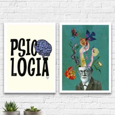 Imagem de Kit 2 Quadros Psicologia Freud 33x24cm - com vidro - Quadros On-line, 