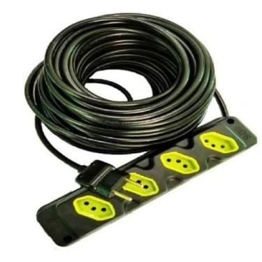 Imagem de Extensão Elétrica 10A/20a Reforçada 5 m PP 2x2,5mm 4 Tomadas - Margiri