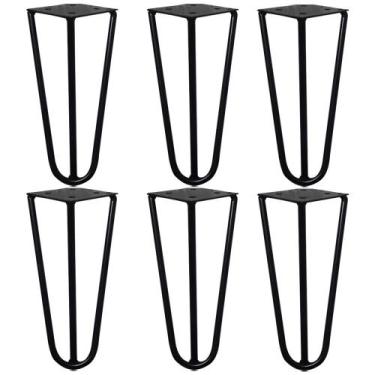 Imagem de Kit 6 Pés de Metal 15 CM Hairpin Legs Mesas de Centro Puffs Preto G41 