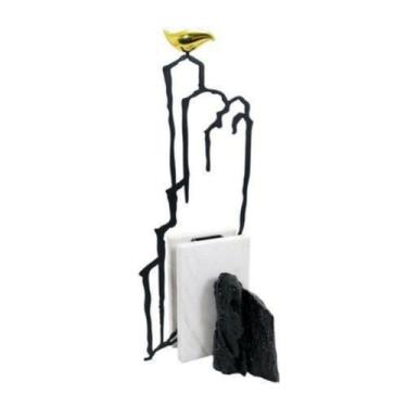 Imagem de Escultura Decorativa Abstrato Menor Luxo Marmore e Metal - LUXdécor
