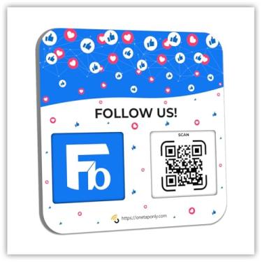 Imagem de Placa QR para redes sociais - obtenha mais seguidores e aumente sua presença - Suporte de avaliação - Placa de revisão de código QR - Ahesive na parte de trás (placa QR de 1 Facebook)