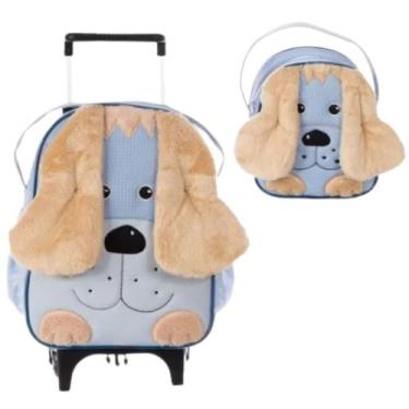 Imagem de Kit Mochila Feminino Masculino Infantil Carrinho Rodinha Com Lancheira