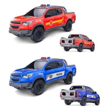 Imagem de Carrinho Caminhonete Pick-Up S10 Bombeiro mais Policia Rio de Janeiro 