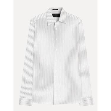 Imagem de Camisa Ellus Masculina Slim Tricoline Arkansas Stripes Branca-Masculino