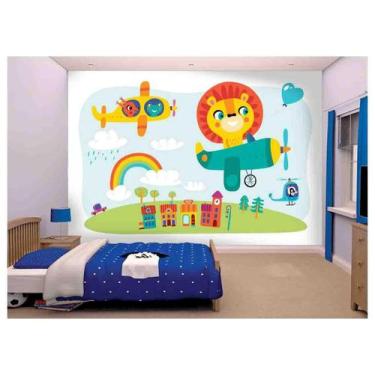 Imagem de Papel De Parede Infantil Quarto De Bebê Avião  Azs177 - Você Decora