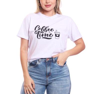 Imagem de Tshirt Blusa Feminina Coffee Time Estampada Manga Curta Bco - Brás e C