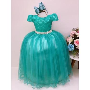 Imagem de Vestido infantil verde tule renda longo dama luxo casamento - enjoy, 0