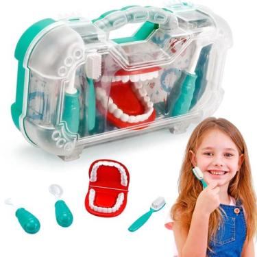 Imagem de Maleta Dentista Infantil 4 Acessórios Verde Menino Didática - Pakitoys