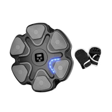 Imagem de YIJU Máquina de boxe musical, alvo de parede, treinador de boxe inteligente doméstico com treinamento de agilidade leve para exercício, prática de fitness, Preto