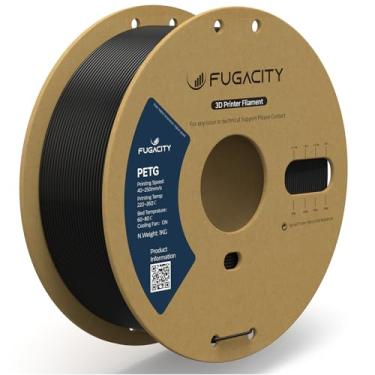 Imagem de Fugacity Filamento PETG 1,75 mm, filamento de impressora 3D preto carretel de 1 kg (N.W 1.0 kg), precisão dimensional +/- 0,02 mm, efeito de impressão aprimorado para a maioria das impressoras 3D FDM