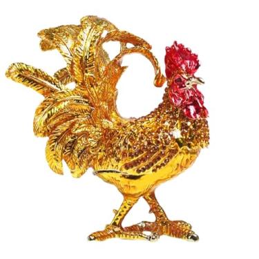 Imagem de Vaveren Caixa de bugigangas de Organizador de joias com dobradiça Ornamento de mesa Multiuso Artesanato Estátua Suporte de colar Estatueta de animal, Dourado