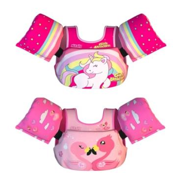 Imagem de Kit Bóias Ajustaveis Flamingo Unicórnio Colete Salva Vidas Infantil Piscina Patrulha Canina Nash
