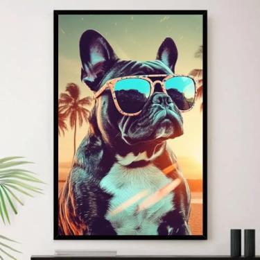 Imagem de Genérico, Quadro Bulldog Frances Oculos Cachorro Decorativo A3 35x45cm