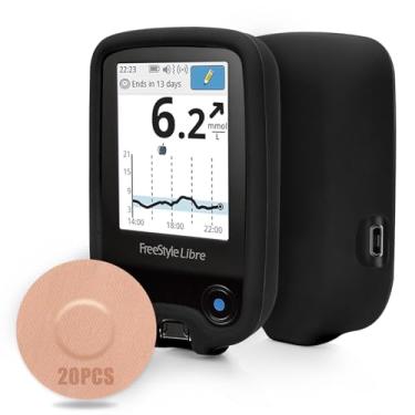 Imagem de YOUSHARES Capa de silicone Libre 2 Reader com 20 pacotes Bege Libre 2, capa protetora à prova d'água, antiqueda, arranhões para sensor de adesivos (preto)