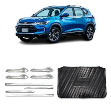 Imagem de Kit para Adaptável Para Tracker 2020 2021 2022 2023 Aplique Maçaneta 4 Portas C/2 Keyless Protetor de Porta-Malas Friso Lateral da Porta Slim.