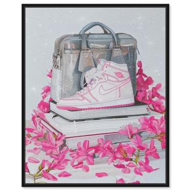 Imagem de Art Remedy Pink Blossom Sneaker Books Canvas Fashion Sneaker Art, Moldura preta, 40,6 cm x 50,8 cm