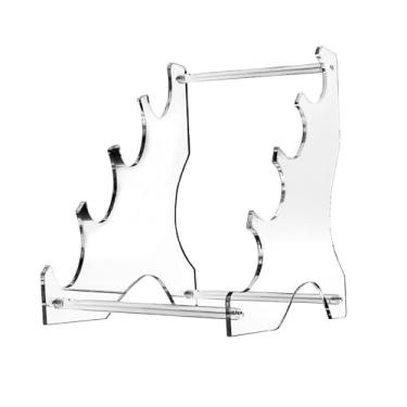 Imagem de Kokiya Suporte de espada de quatro camadas, sabre de luz, rack de exibição, espada samurai, suporte para flautas, decoração de casa para dojo, show, Claro