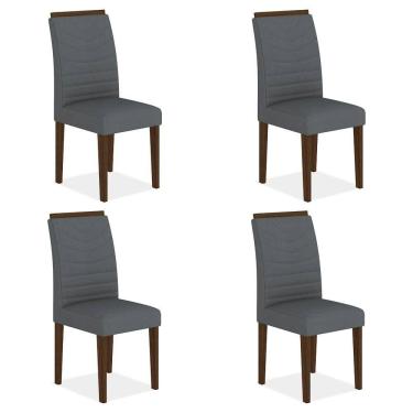 Imagem de Kit 4 Cadeiras Estofadas Lima Imbuia/cinza - Móveis Arapongas