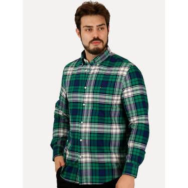Imagem de Camisa Tommy Hilfiger Masculina Regular Oxford Xadrez Tartan Verde-Masculino