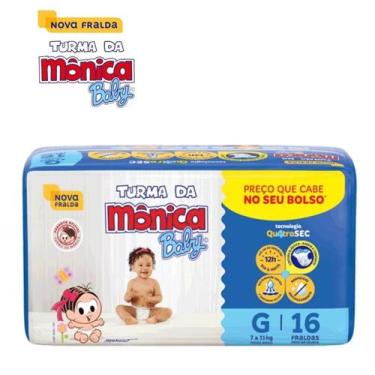 Imagem de Fralda Turma da Mônica Baby Tamanho G com 16 Fraldas
