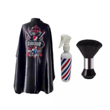 Imagem de Kit Completo Para Barbeiro Cabeleireiro Capa Para Corte Espanador Boli