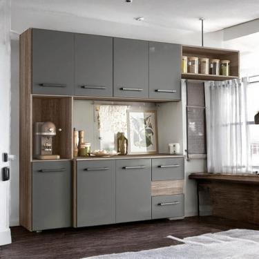 Imagem de Cozinha Juliete 07 Portas Carvalho e Chumbo Nicioli