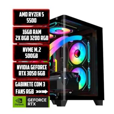 Imagem de PC Gamer Live Ryzen 5 5500, 16GB RAM RGB, NVME M.2 500GB, RTX 3050 6GB, Gabinete com 4 Ventoinhas RGB
