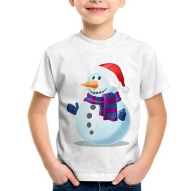 Imagem de Camiseta Infantil Boneco de neve - Foca na Moda, Branco, 14