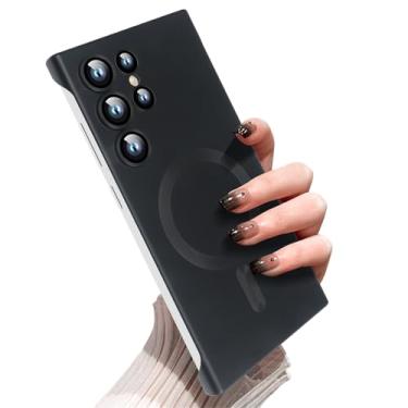 Imagem de Omio Capa fina magnética para Galaxy S23 ultra compatível com MagSafe, policarbonato fosco ultrafino, design minimalista sem moldura sem bordas com protetor de lente de câmera para homens e mulheres,