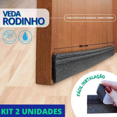 Imagem de Kit com 2 unidades Protetor contra insetos veda porta rodinho adesivo 80 cm