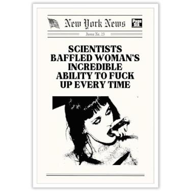 Imagem de Vintage Funky Returns to Party Posters The New York Newspaper Canvas Wall Art Trendy Preto Branco Estampas Estéticas Decoração de Parede Preppy para Dormitório Apartamento Quarto Retro Bar Carrinho