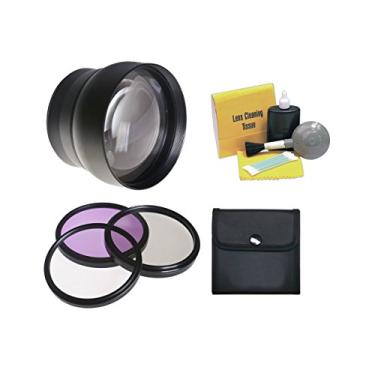 Imagem de Lente teleobjetiva de alta definição Canon VIXIA HF R700 2,2X + kit de filtro de 3 peças de 43 mm + anel de passo 43-58 + kit de limpeza Nw Direct de 5 peças
