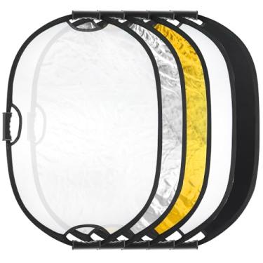 Imagem de Fasmov Refletores de luz de 61 x 91 cm – refletor de fotografia dobrável 5 em 1 com estojo de transporte para estúdio fotográfico e uso ao ar livre