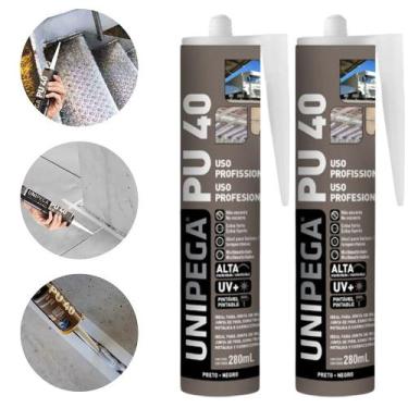 Imagem de Kit 2 Cola Selante PU40 Poliuretano Preto 400g Profissional Adesivo Ve