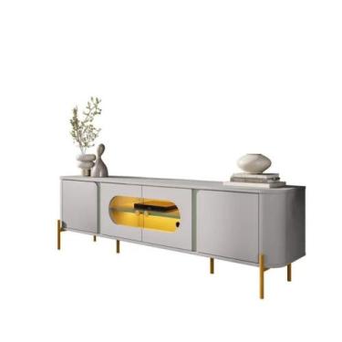 Imagem de Rack para TV Até 75 Polegadas com LED e Vidro Reflecta 4 Portas com Pé