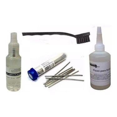 Imagem de Kit Vareta Salva Chip Fluxo De Solda Escova E Limpa Placas - Kit Salva