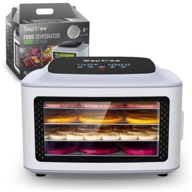Imagem de desidratador de Alimentos com 4 Bandejas e Painel de Controle Digital, 400W, 110v, SEPTREE DSC 04A, Branco