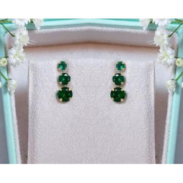 Imagem de Brincos Zircônia 3, 4 e 5mm de Ouro18k Kit com 3 pares - cores a selec