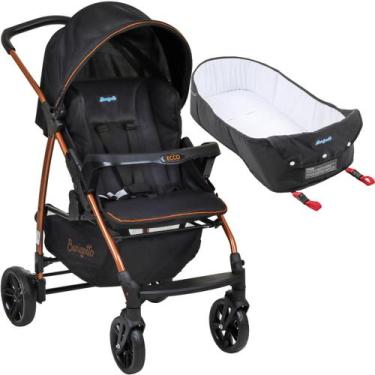 Imagem de Carrinho de Bebe com Moises Ninho Burigotto Ecco Preto Cobre