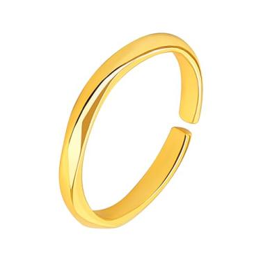 Imagem de TenrSteel Anéis femininos empilháveis anel ajustável joias modernas anel grosso declaração anel para mulheres namorada platina/banhado a ouro joias modernas (com caixa), Cobre, Sem pedra preciosa