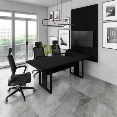Imagem de Mesa Industrial 2m 1 Cx de Tomada Pé Metal e Painel de TV F5 - F5 Offi